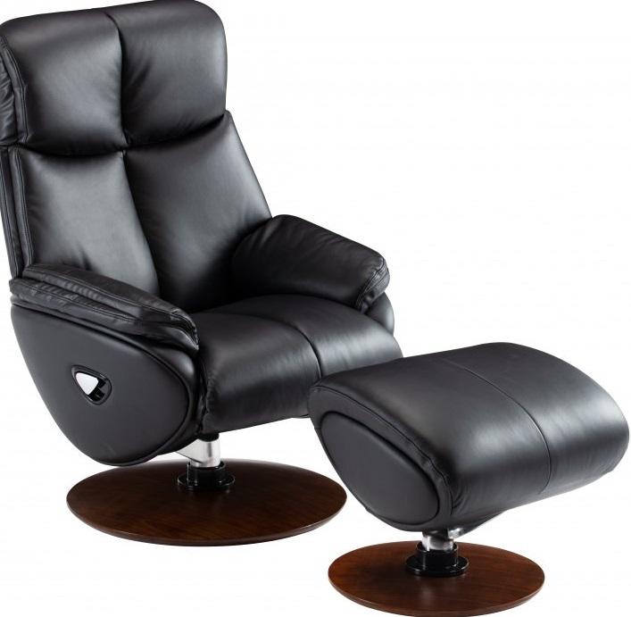 BarcaLounger Alicia Pedestal Recliner with Ottoman in Capri Black