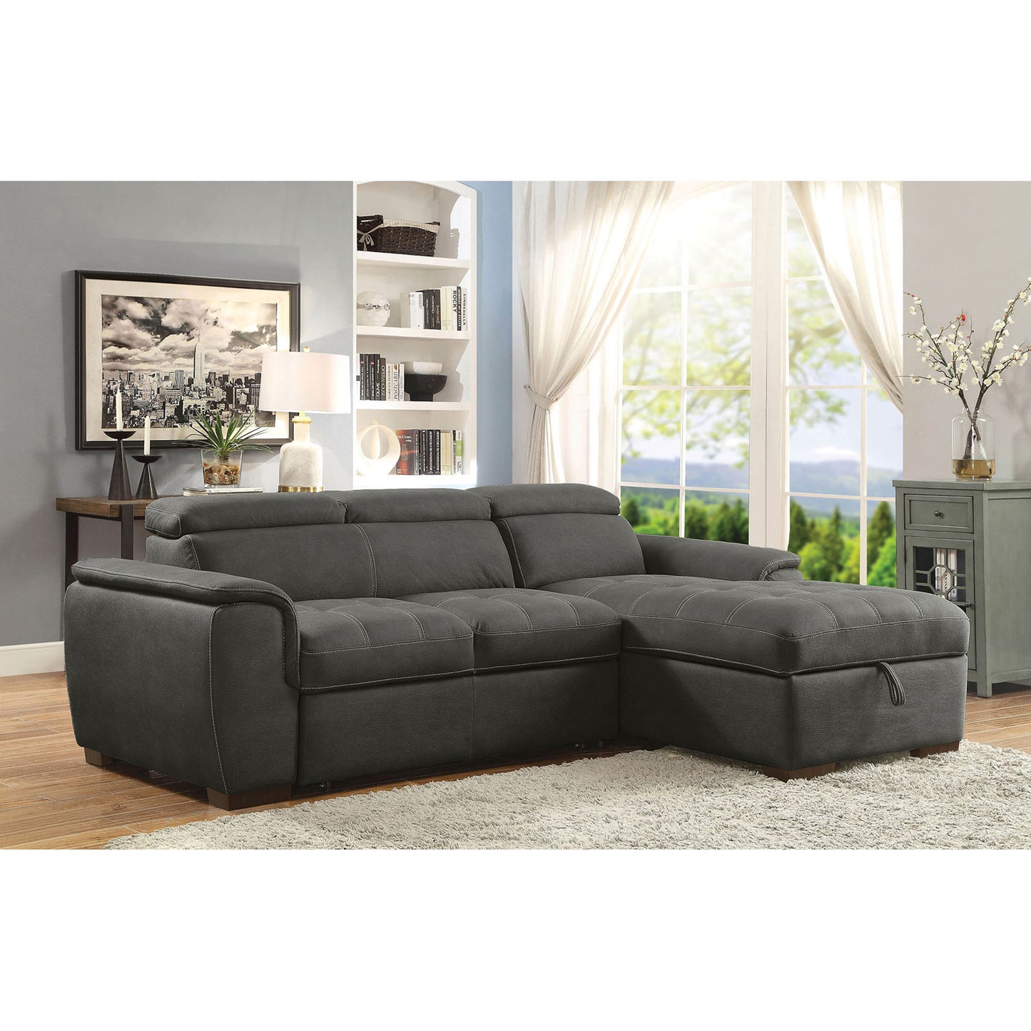 Furniture of America Patty Graphite Sectional, Graphite