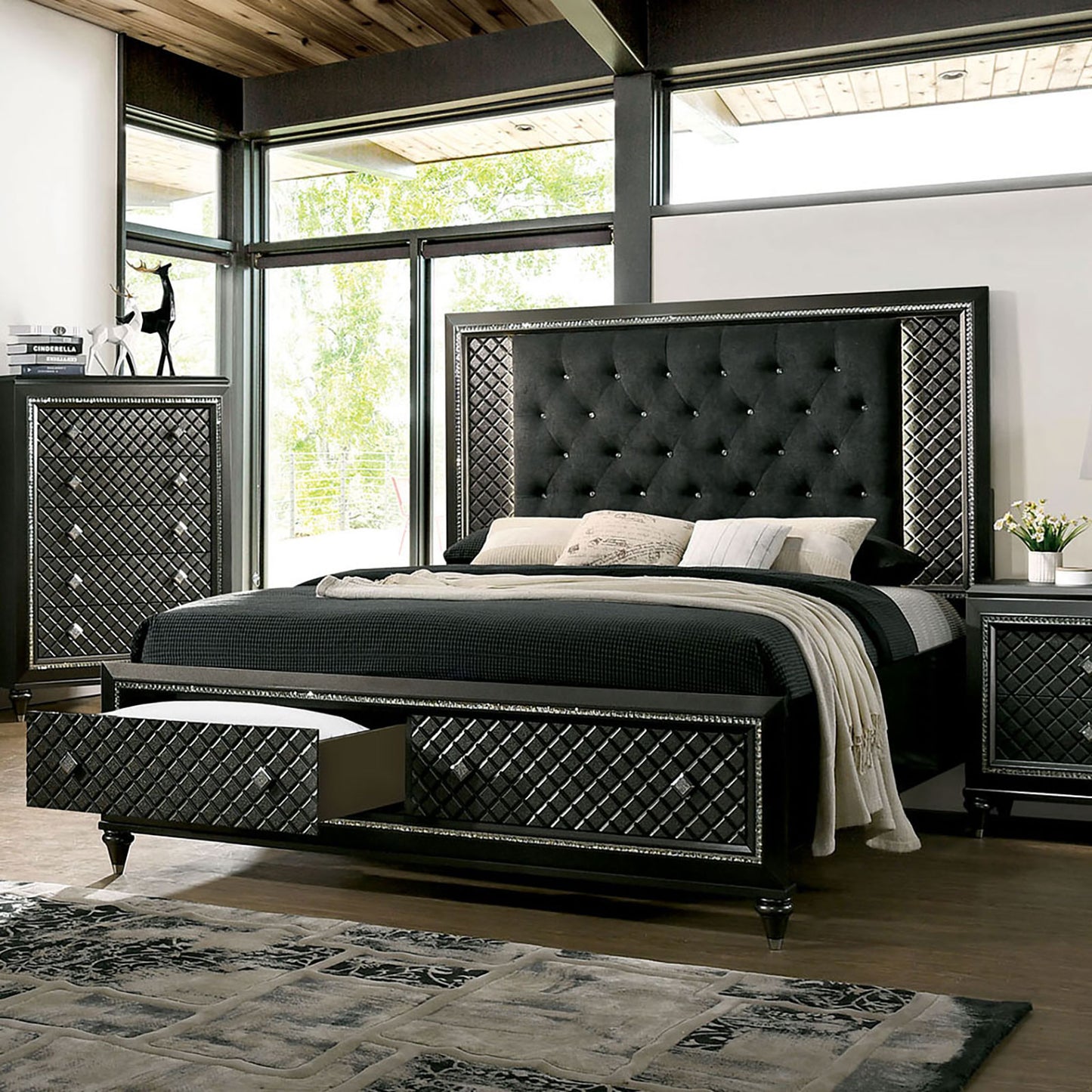 Furniture Of America Demetria Metallic Gray Cal.King Bed