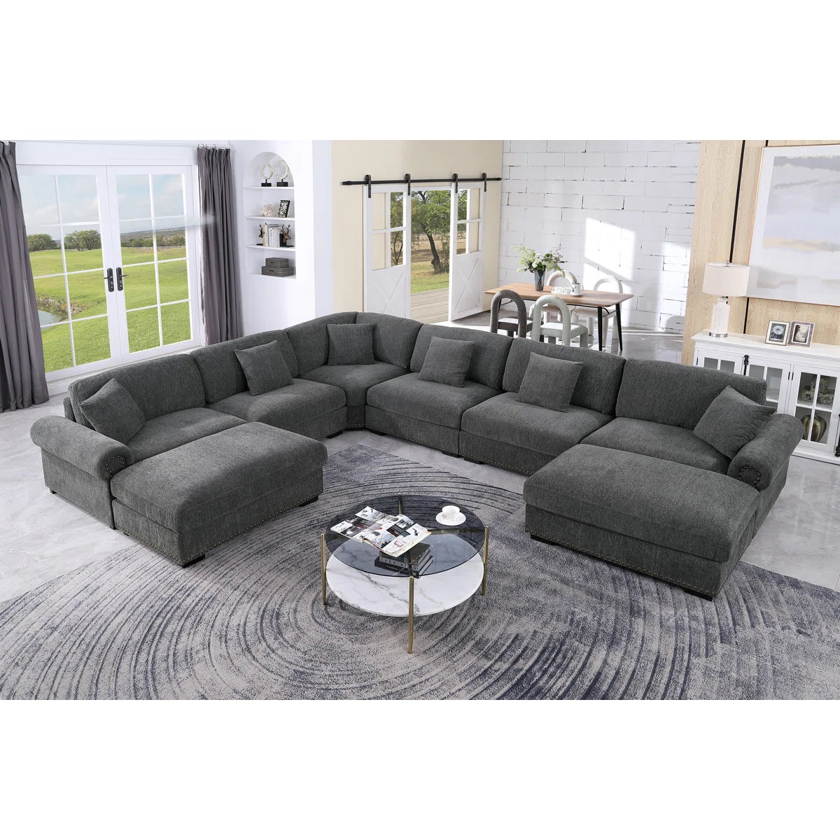 Oversized Corner Sectional Sofa With Reversible Chaises 8 Seat Chenille Cloud Sectional Couches