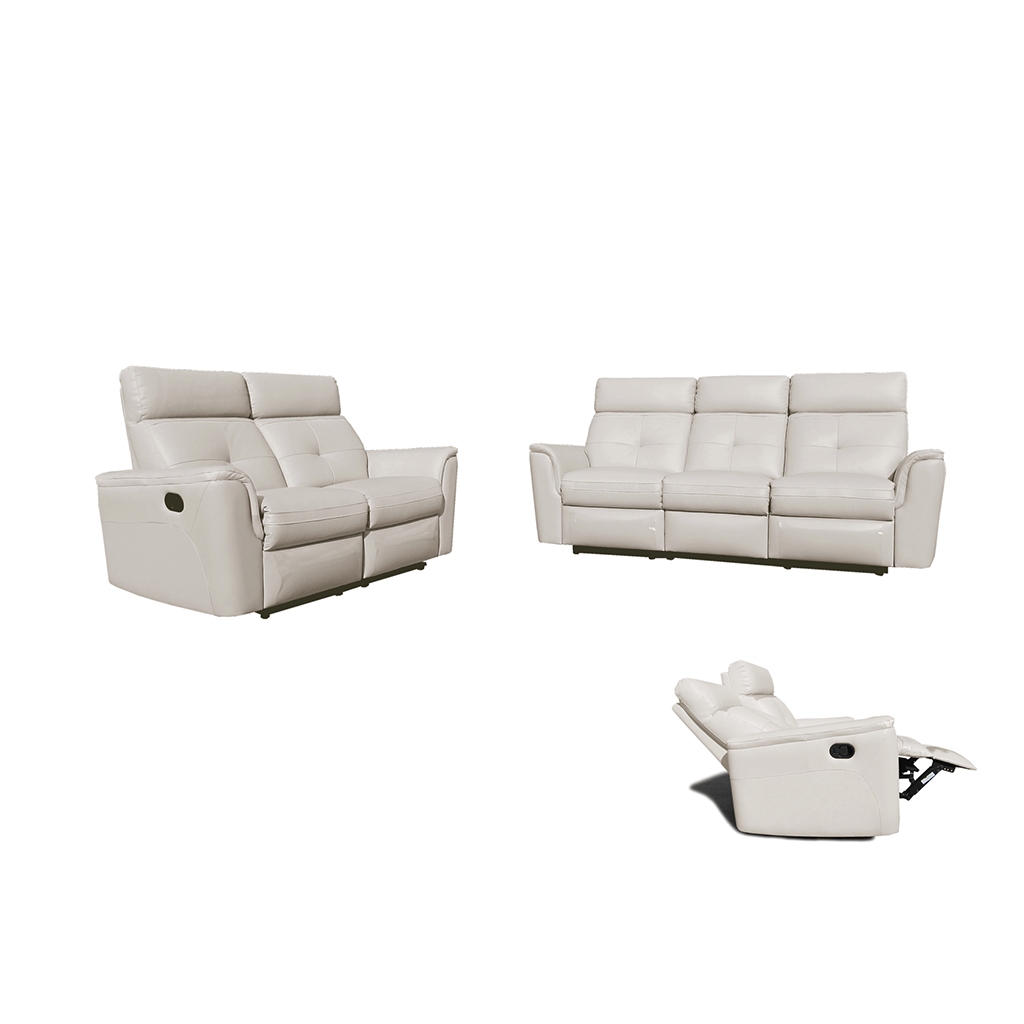 ESF 8501 Modern Leather Living Room Set with Manual Recliners in White