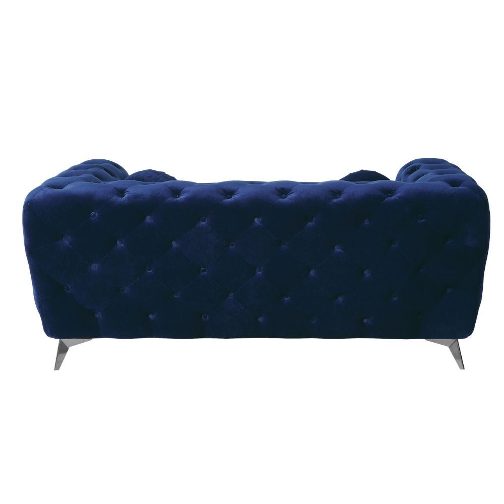 Acme Atronia Wooden Frame Loveseat Blue Fabric