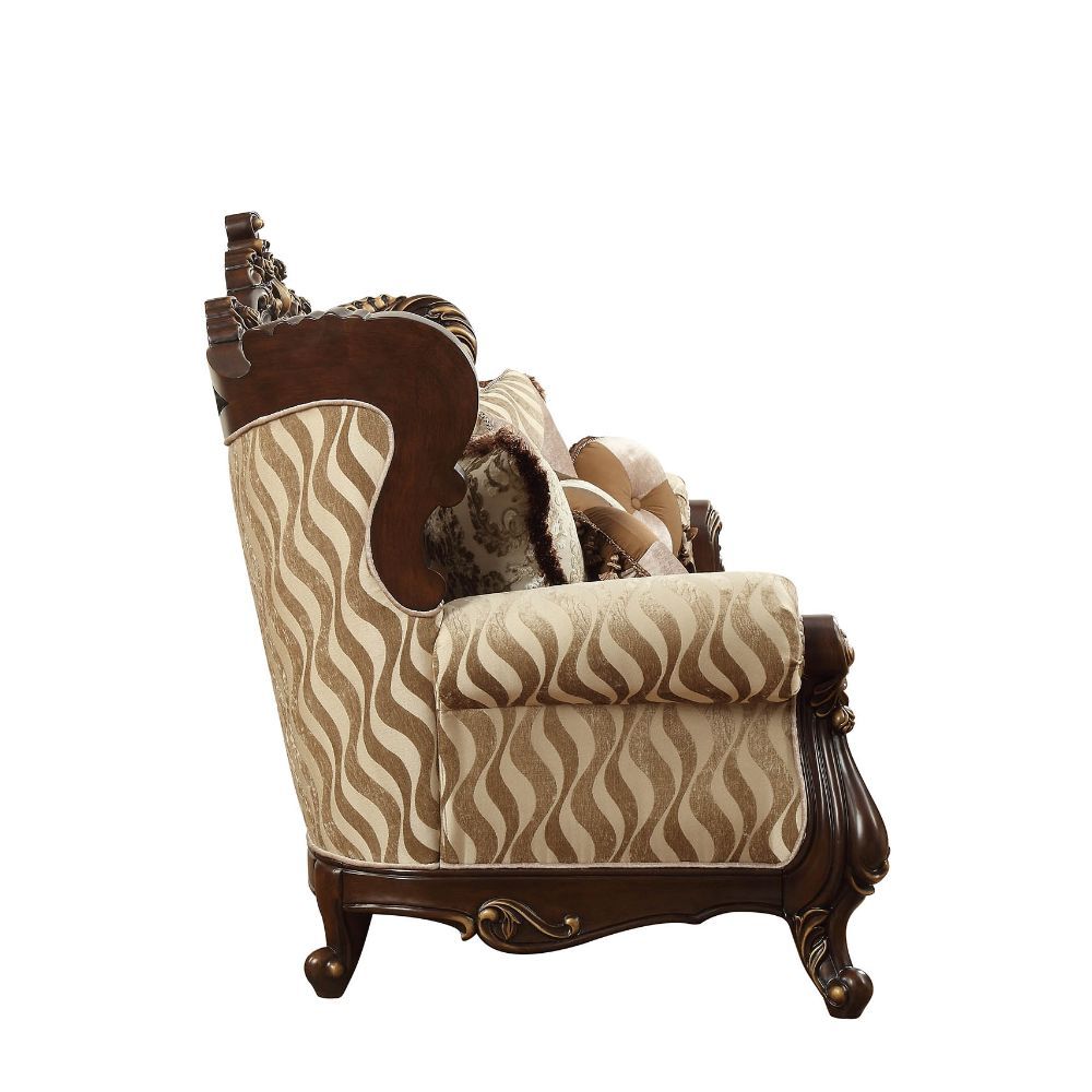 ACME Shalisa Sofa with 7 Pillows - Fabric & Walnut