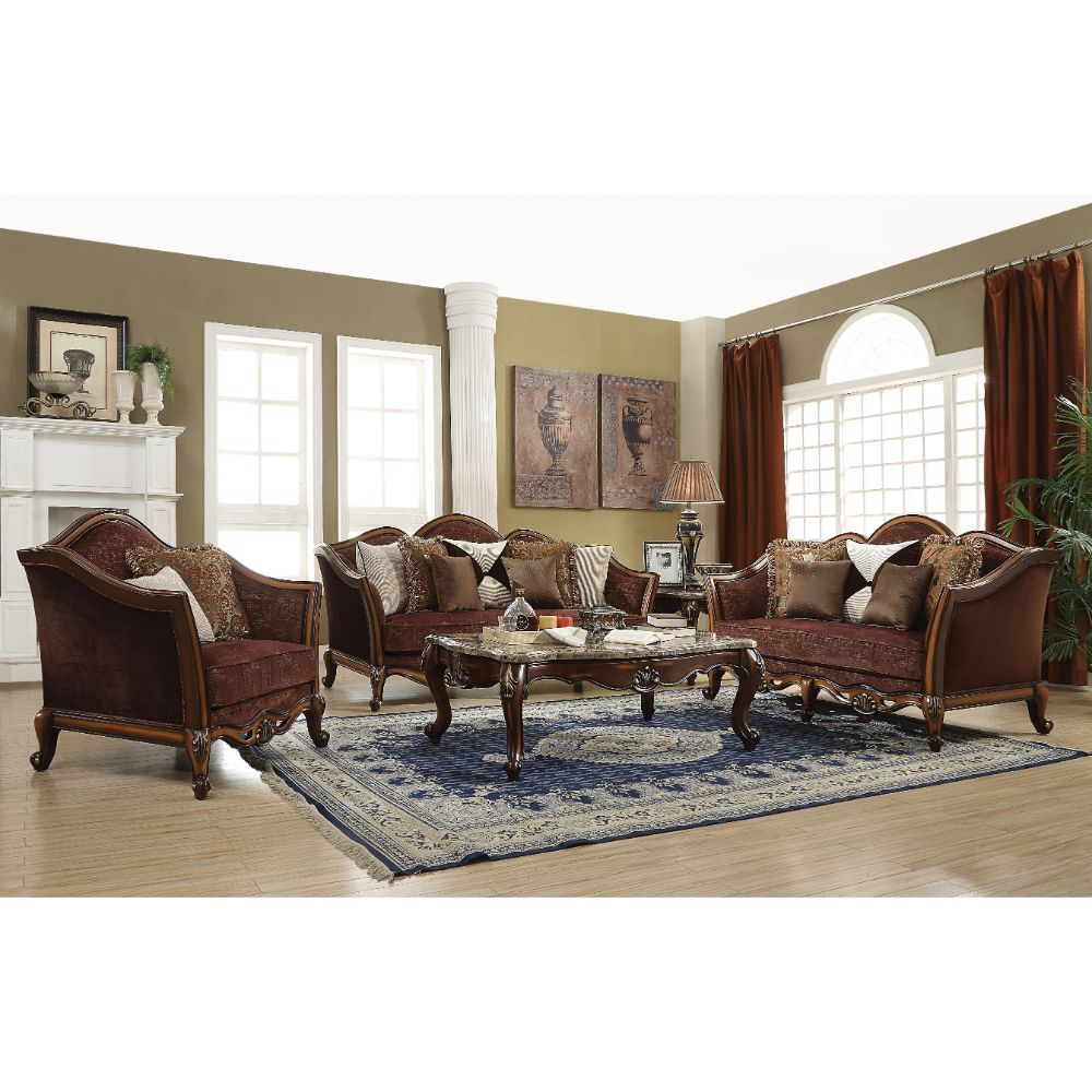 ACME Furniture Beredei Fabric & Antique Oak Sofa