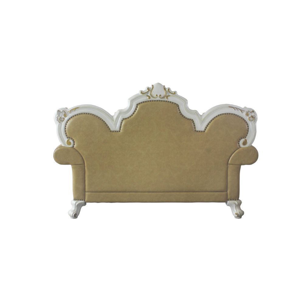 ACME Picardy Loveseat Antique Pearl & Butterscotch PU