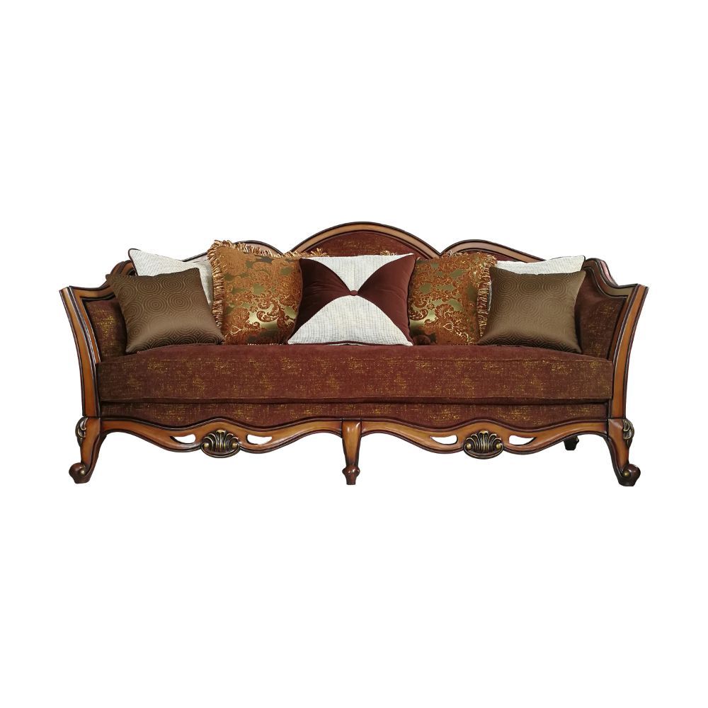 ACME Furniture Beredei Fabric & Antique Oak Sofa