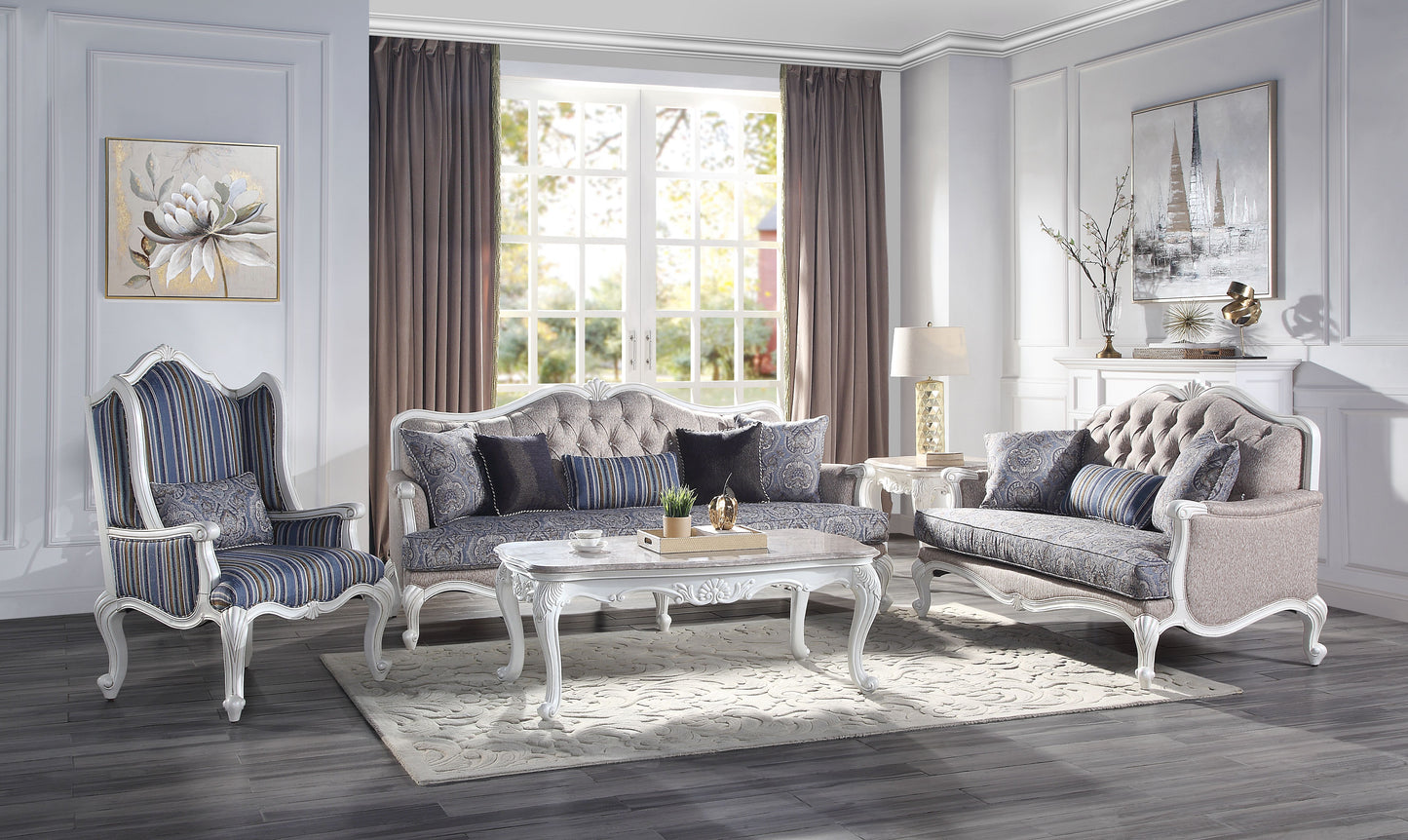 ACME Ciddrenar Sofa W/5 Pillows, in Fabric and White