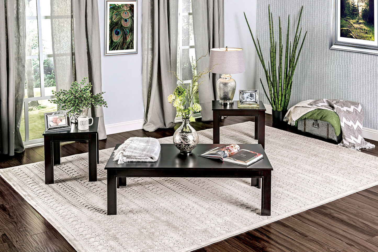 Bay Square Black 3 Pc. Coffee Table Set image
