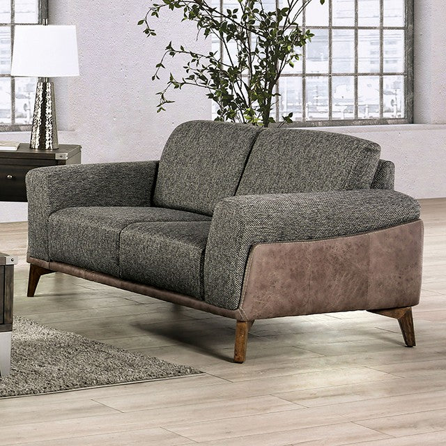 Furniture of America KLOTEN SOFA Two-tone Design & Angled Legs Wide Flared Arms
