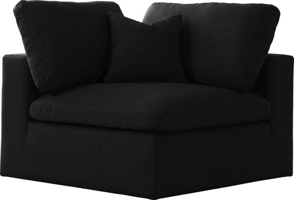 Meridian Furniture Serene Black Cloud Like Comfort Symmetrical 6pc Sectional