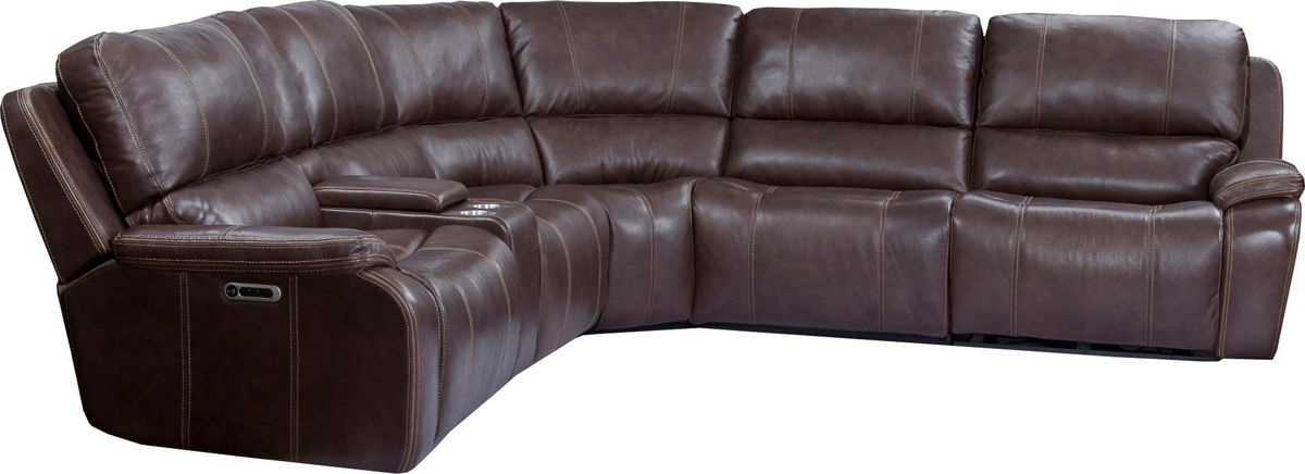 Parker House Potter Walnut Modular Power 6pc Reclining Sectional