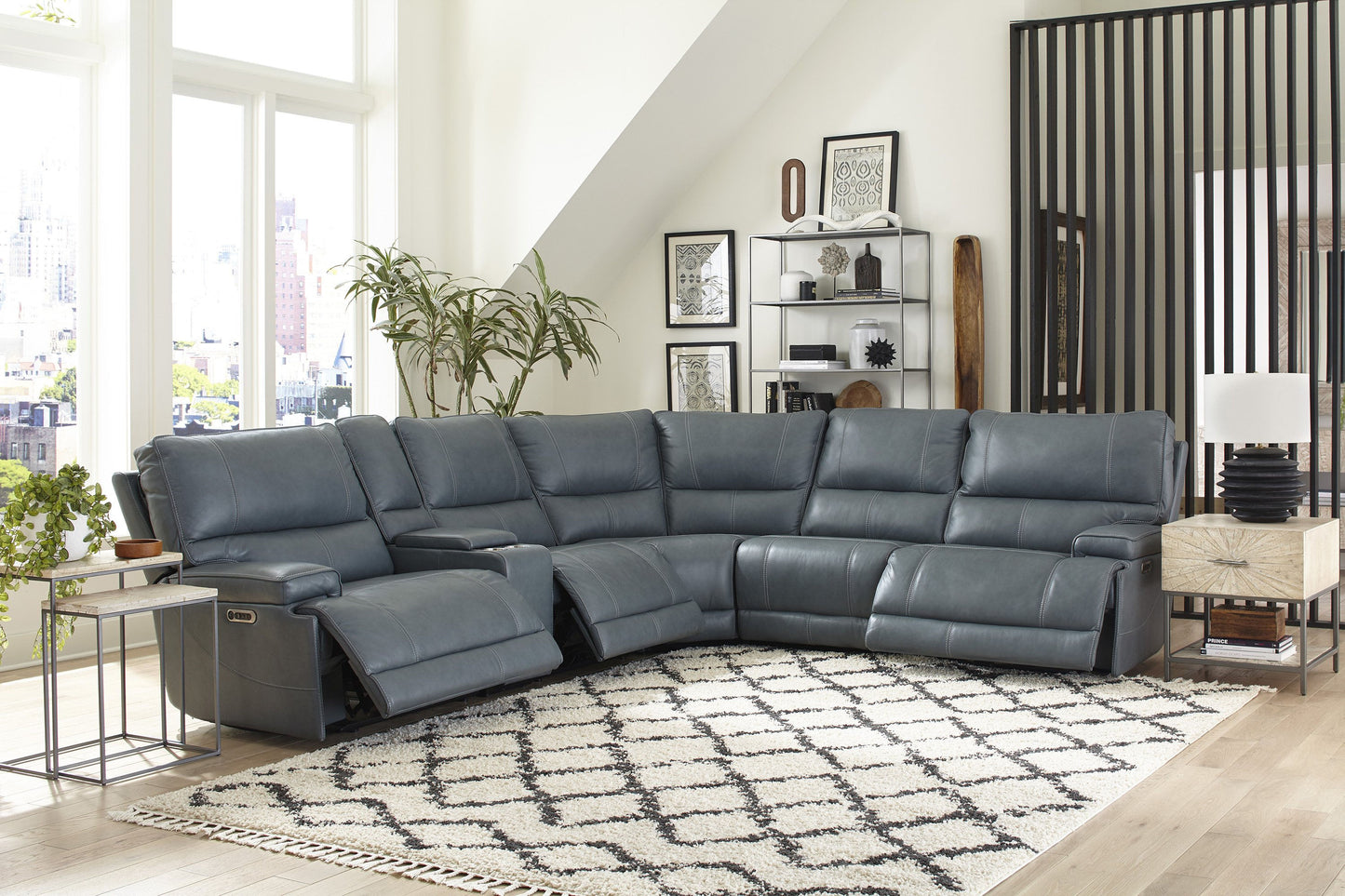 Parker House Whitman Verona Azure Modular Power 6pc Reclining Sectional