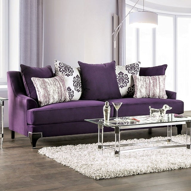 Furniture of America SISSETON SOFA Medium Density Foam, T-Cushion Seats, Loose Back Pillows and Pillows Included