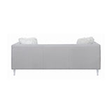 Coaster Glacier Tufted Upholstered Sofa Light Grey| Shimmery woven| Romantic Softness Elegant Sofa| Accent pillows included