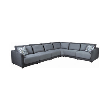 Coaster Seanna Cushion Back Upholstered Corner Light And Dark Grey |Low Pile Chenille