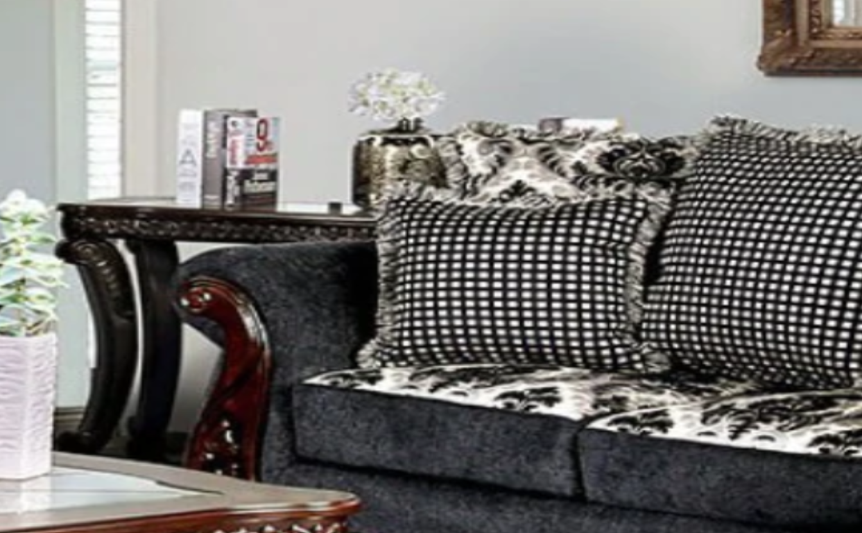 Furniture of America WHITLAND LOVE SEAT Loose Back Pillows &  Bun Feet Pillows Included