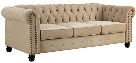 Furniture of America WINIFRED SOFA Nailhead Trim, Deep Button Tufting & Round Bun Feet