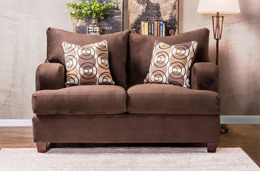Furniture of America WESSINGTON LOVE SEAT High-Density Foam T-Cushions, Premium Fabric & Fitted Back Pillows