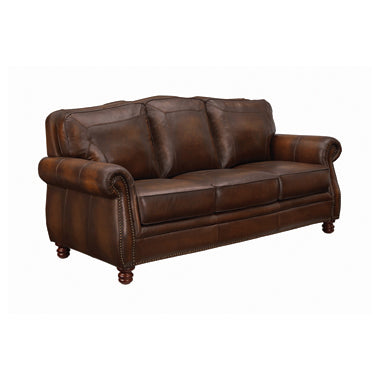 Coaster Montbrook Rolled Arm Sofa Hand Rubbed Brown