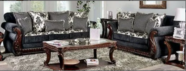 Furniture of America WHITLAND LOVE SEAT Loose Back Pillows &  Bun Feet Pillows Included