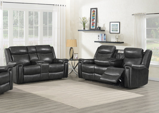 Coaster Shallowford 2-Piece Power^2 Living Room Set Hand Rubbed Charcoal |Leather/PVC