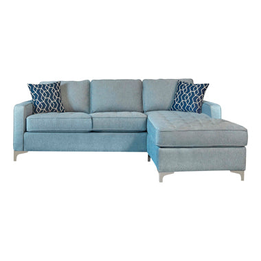Coaster Nashua 2-Piece Reversible Sectional With Storage Ottoman French Blue |Woven