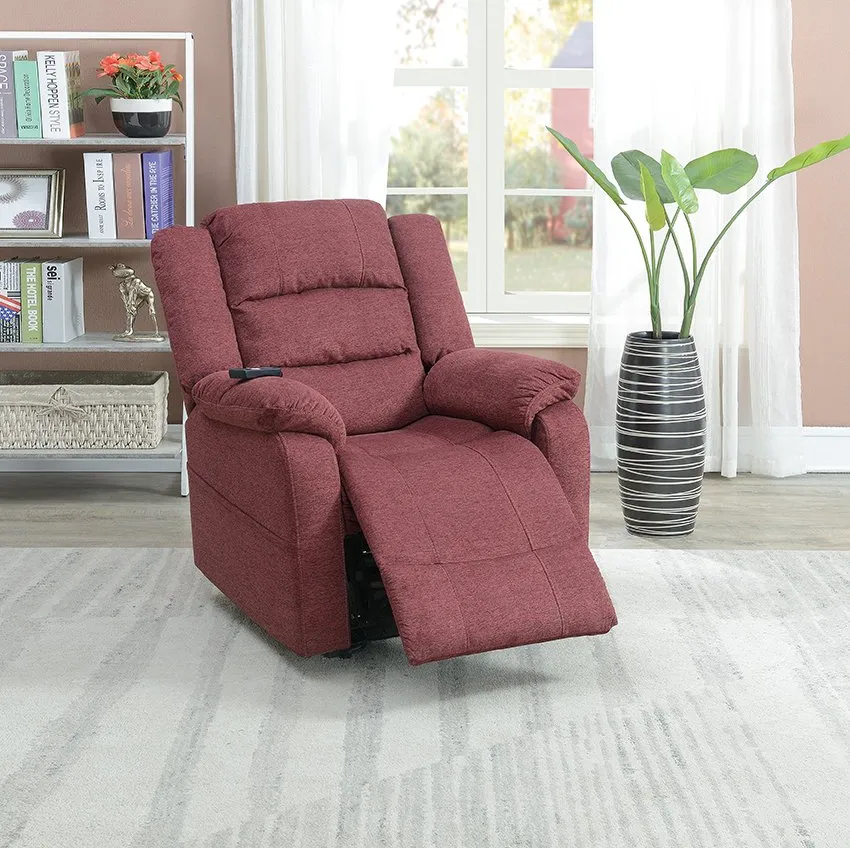 Boss Lift Chair| Velvet : Paprika red with metal recline mechanism
