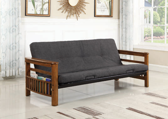 Coaster Futon Frame With Magazine Racks Warm Brown |Sofa Bed