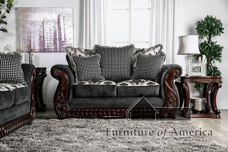 Furniture of America WHITLAND LOVE SEAT Loose Back Pillows &  Bun Feet Pillows Included