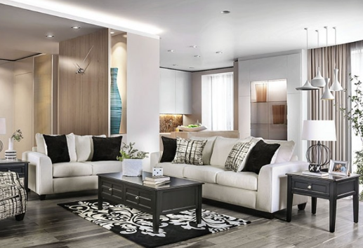 Furniture of America BARNETT LOVE SEAT Stain Resistant Fabric & Tapered Wooden Legs Pillows Included