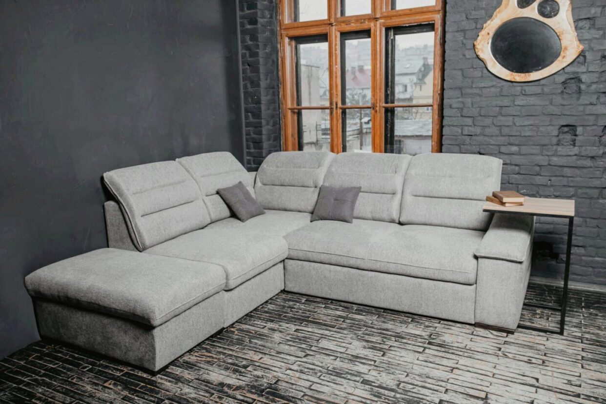 ESF Grey Fabric Oliver Modern Sectional Left w/ Bed & Storage Contemporary