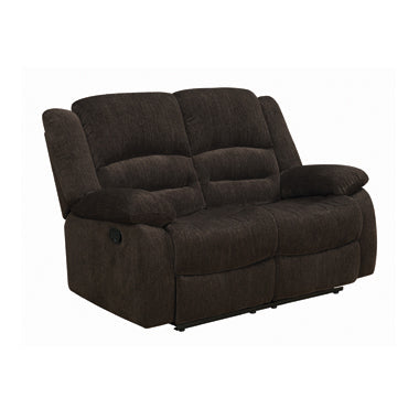 Coaster Gordon Pillow Top Arm Motion Loveseat Chocolate |Width: 59 in Depth: 35.5 in Height: 40.5 in |Chenille