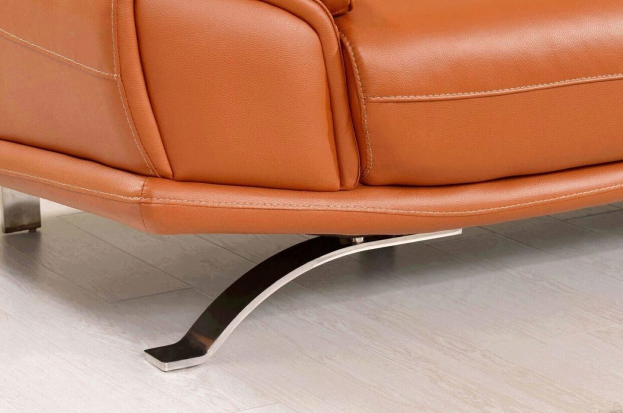 ESF 533 Chic Orange Leather Sectional Modern Sofa With Head Support