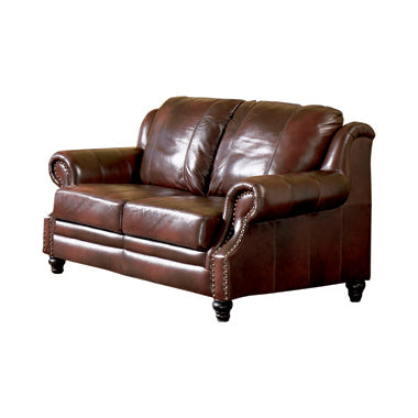 Coaster Princeton Upholstered Loveseat Burgundy |100% leather |Width: 62 in Depth: 39 in Height: 37 in
