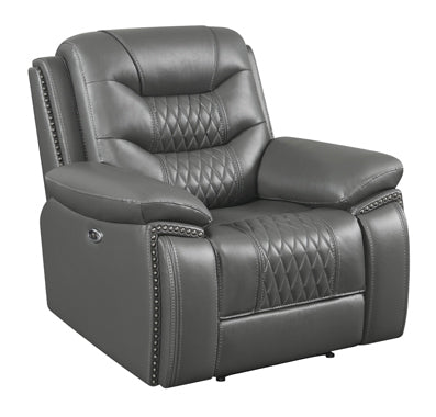 Coaster Flamenco Tufted Upholstered Power Recliner Charcoal |Breathable performance leatherette