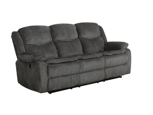 Coaster Jennings Upholstered Motion Sofa With Drop-Down Table Charcoal