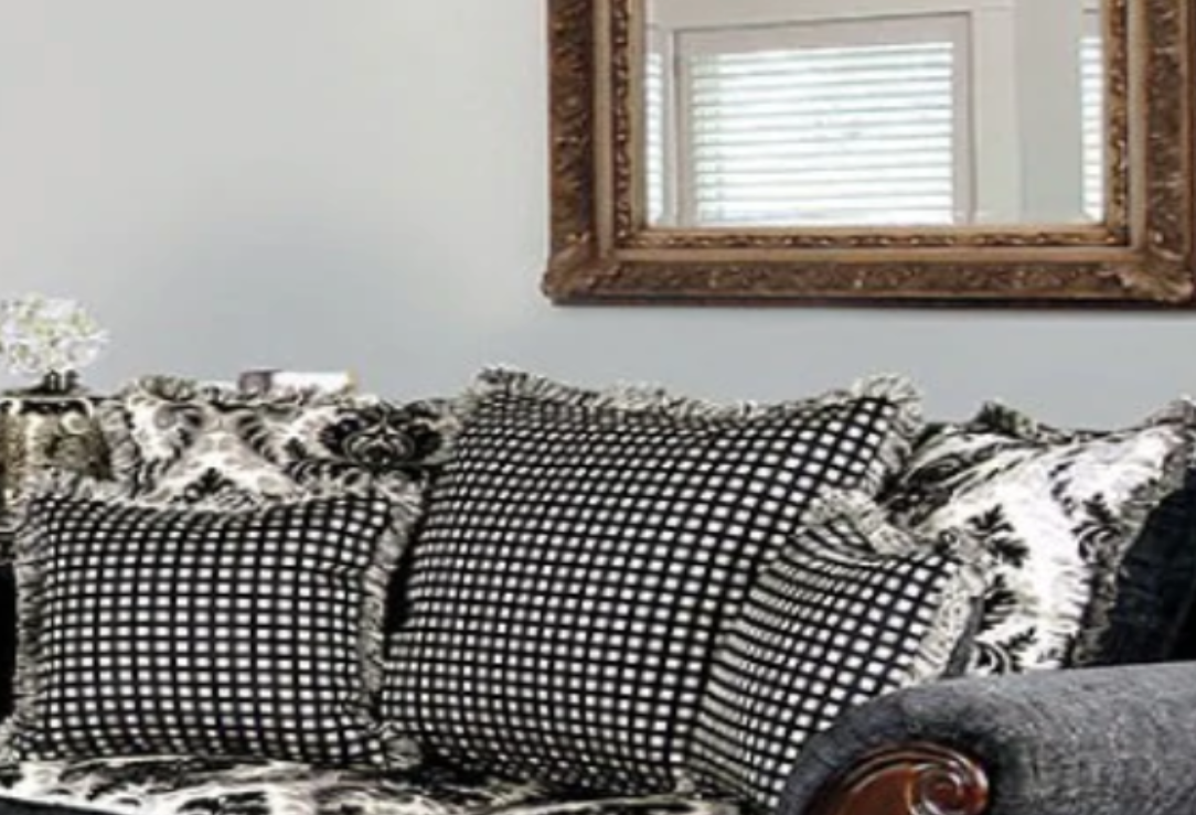 Furniture of America WHITLAND LOVE SEAT Loose Back Pillows &  Bun Feet Pillows Included