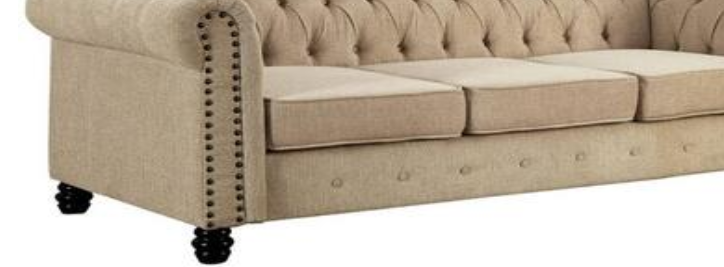 Furniture of America WINIFRED SOFA Nailhead Trim, Deep Button Tufting & Round Bun Feet