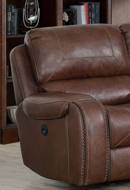 Furniture of America WALTER LOVE SEAT Storage and Cup Holders, Glider Recliner & Nailhead Trim
