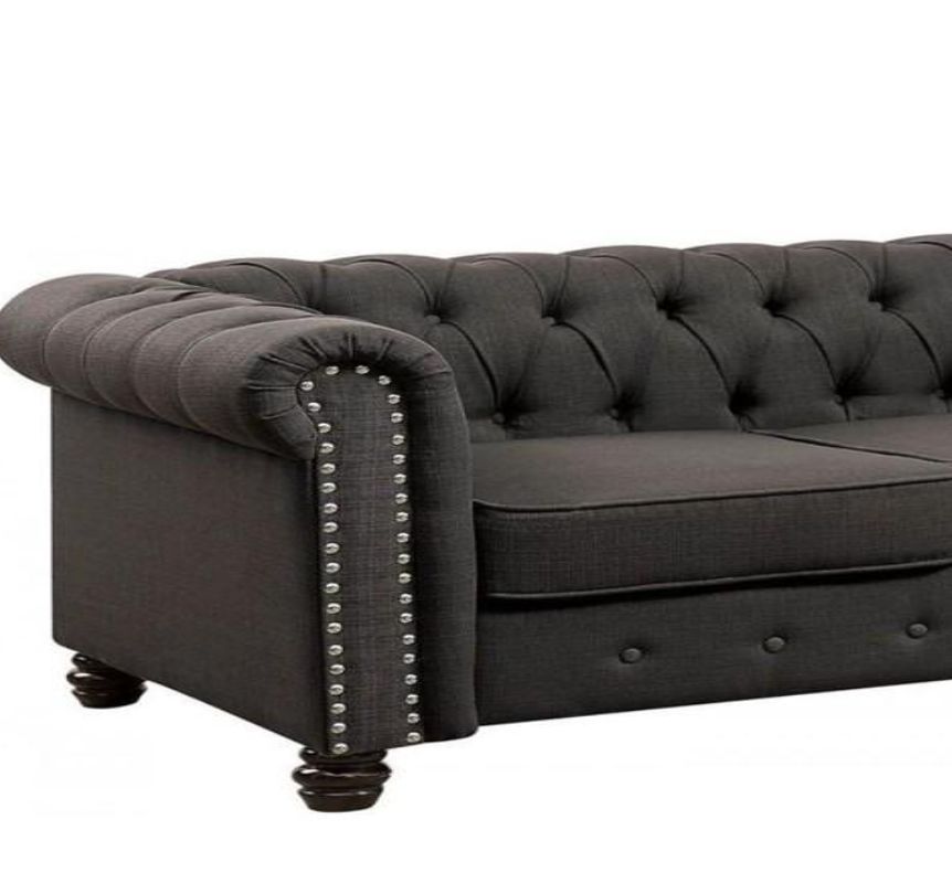 Furniture of America WINIFRED LOVE SEAT Nailhead Trim & Deep Button Tufting Round Bun Feet