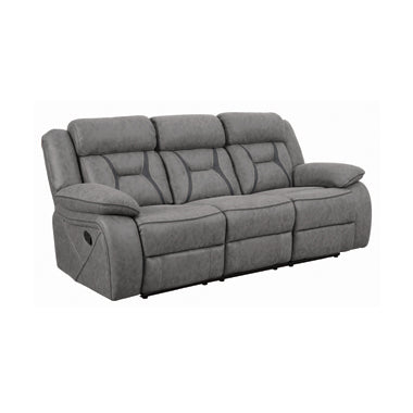 Coaster Higgins Pillow Top Arm Upholstered Motion Sofa Grey |Width: 84 in Depth: 39 in Height: 41 in |Performance faux suede