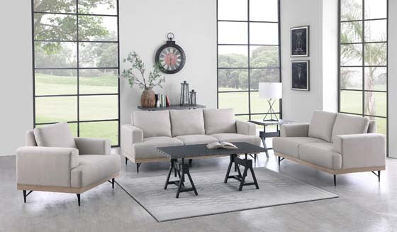 Coaster Kester 2-Piece Recessed Track Arm Living Room Set Beige |Faux linen