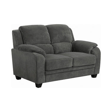 Coaster Northend Upholstered Loveseat Charcoal| Chevron velvet| Width: 58.75 in Depth: 36.5 in Height: 37.5 in