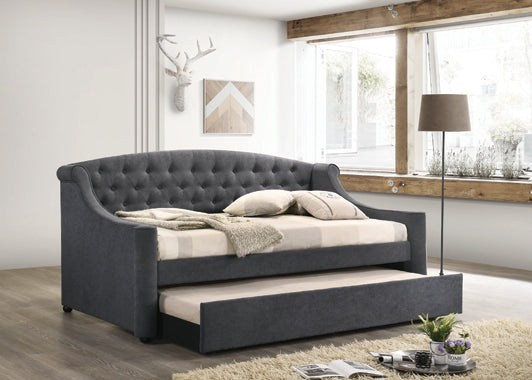 Coaster Penfield Twin Upholstered Daybed With Trundle Grey |Width: 88 in Depth: 44 in Height: 41.75 in