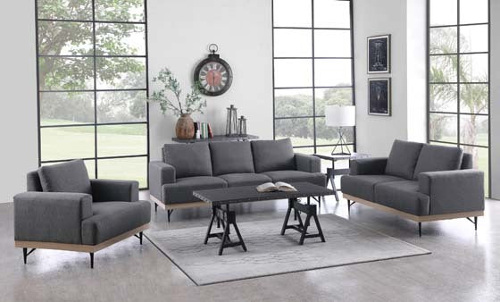 Coaster Kester 2-Piece Recessed Track Arm Living Room Set Charcoal |Faux linen