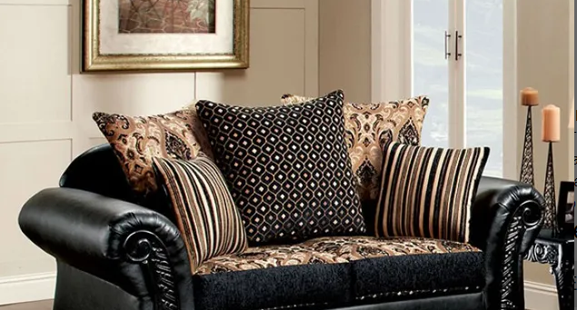 Furniture of America THEODORA LOVE SEAT Loose Back Pillows & High-Density Foam Cushions Pillows Included