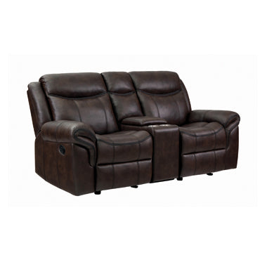 Coaster Sawyer Glider Loveseat With Console Cocoa |Breathable performance polyurethane