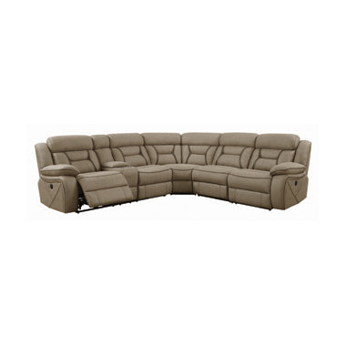 Coaster Higgins Four-Piece Upholstered Power Sectional Tan |Performance faux suede |Width: 123 in Depth: 112.75 in Height: 40 in