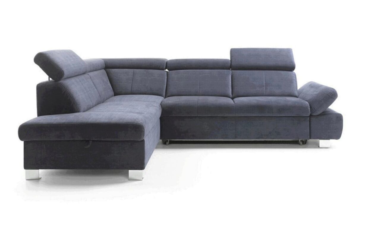 ESF Happy Sectional Sofa RHC w/Bed & Storage Gray Fabric