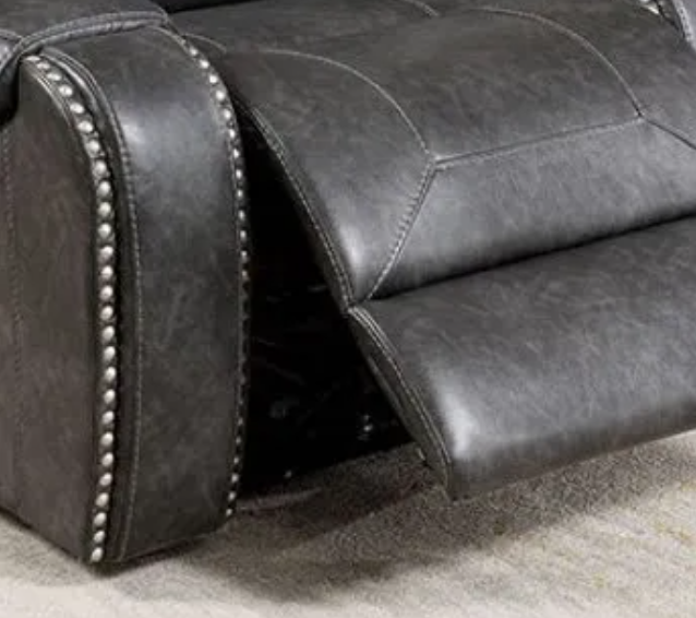 Furniture of America WALTER SOFA Leatherette, Solid Wood, Sofa w, Cup holders in Drop-down Table and Nailhead Trim